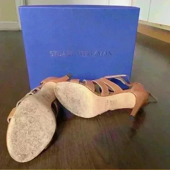Stuart Weitzman Size 7.5 Strappy Sandel 3” Heel in Cognac - Picture 4 of 7